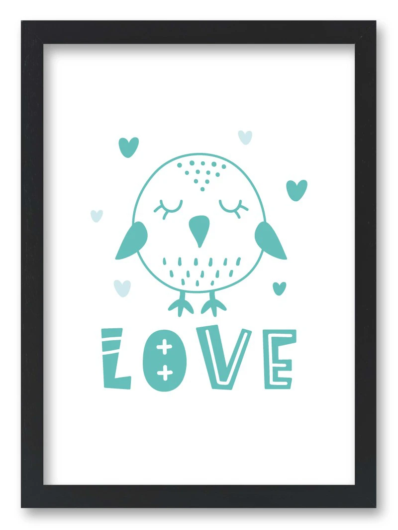 Wandbild "love" bird türkis