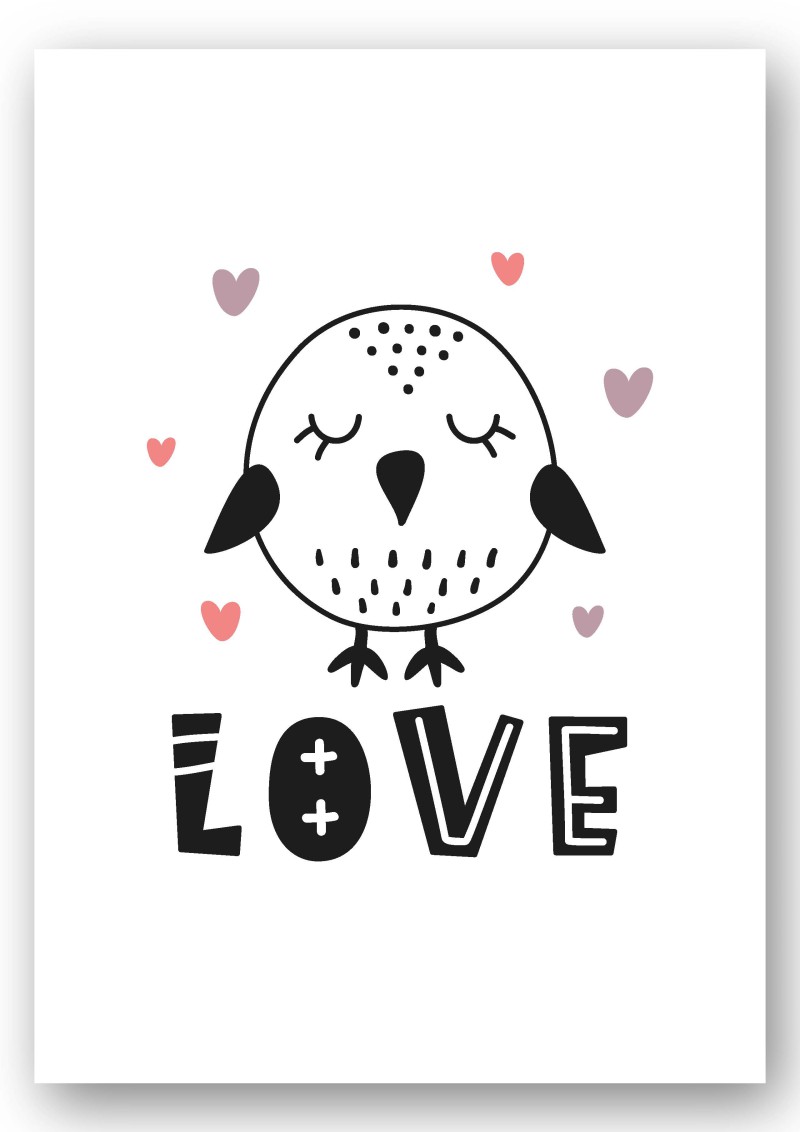 Wandbild "love" bird pastell