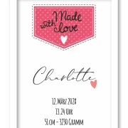 Wandbild personalisierbar Made with love "Charlotte"