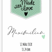 Wandbild personalisierbar Made with love "Maximilian"