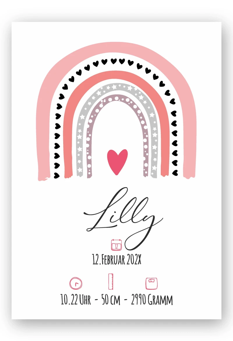 Wandbild personalisierbar Regenbogen "Lilly"
