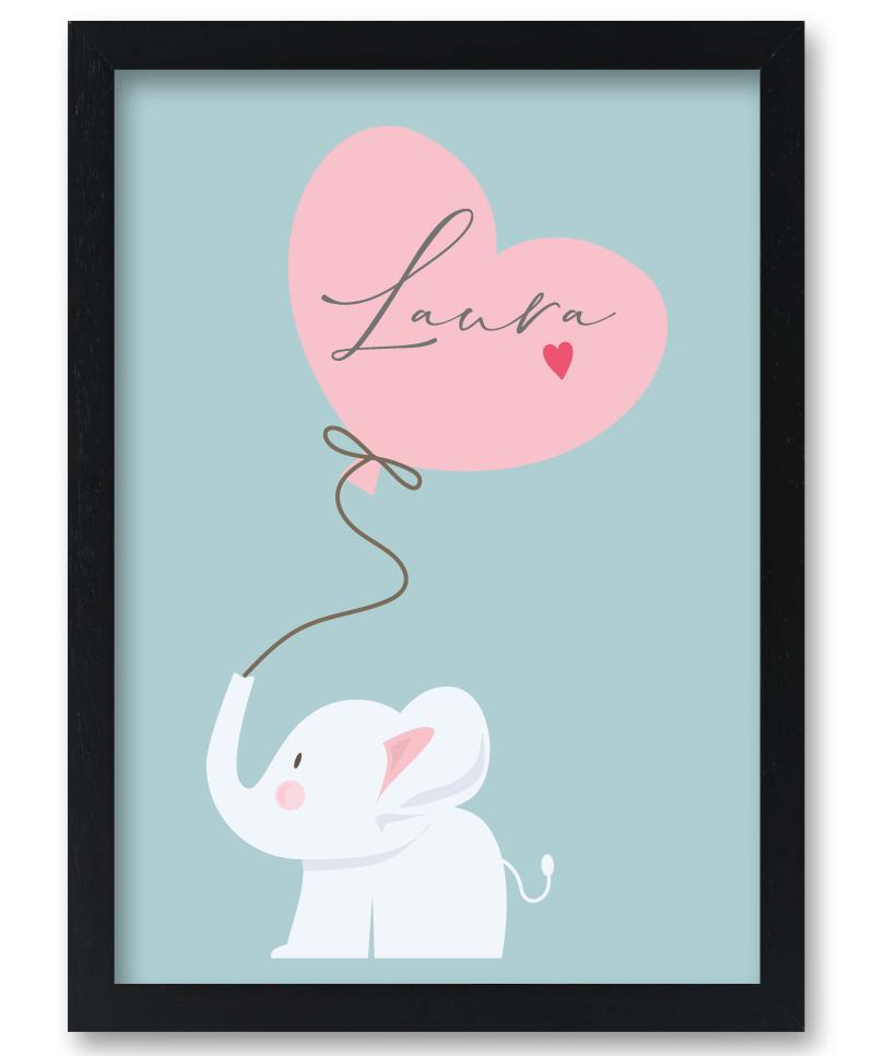 Wandbild personalisierbar Elefant "Laura"
